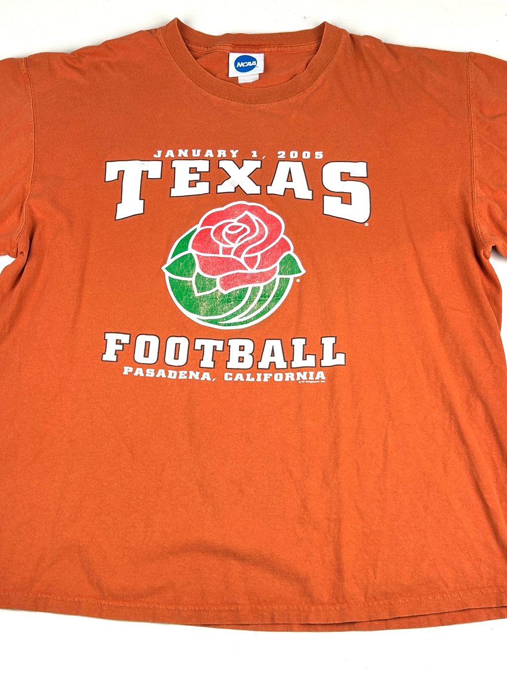 Texas Longhorns T Shirt Mens Large Orange Ncaa 2005 Rose Bowl Game Vintage